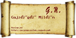Gajzágó Milán névjegykártya
